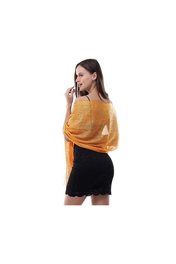 Châles étincelants pour femme - Écharpe métallique pour robes de soirée, champagne, taille unique
