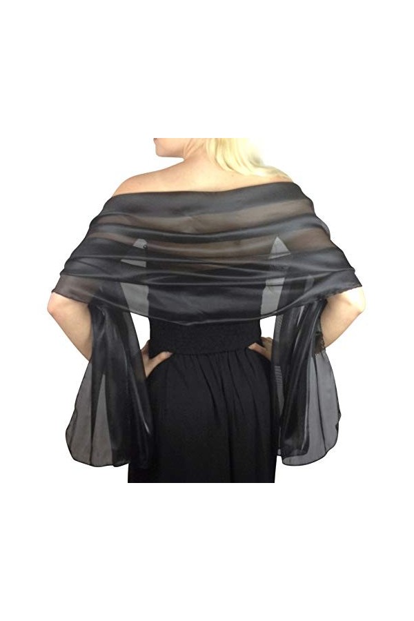 Central Chic soyeux Wrap Étole Châle mariages soirées 24 couleurs - Noir