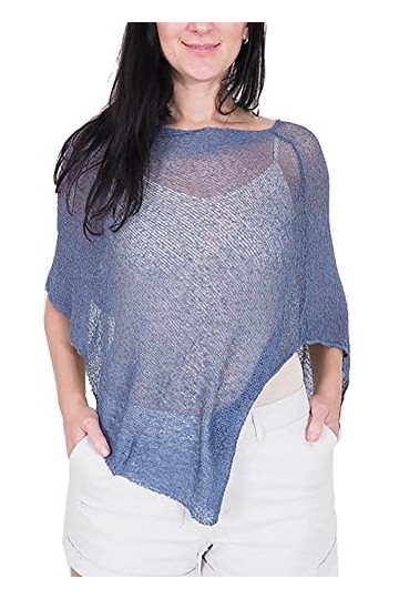 Mimosa Femme Poncho Petit en Dentelle Extensible Resille Crochet Chauve-Souris Aile Taille Unique, Ivory-Silver 