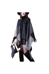 JLTPH Cape Poncho Femme Tricot Carreaux Tartan Style Foulard Couverture Élégant Vintage Chaud Châle Automne Hiver