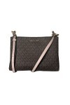 Michael Kors Trisha Signature Medium Triple Compartment Crossbody BROWN-PINK 