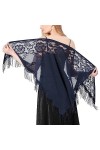 Ladiery Châles et écharpes triangulaires en dentelle pour robes de soirée avec pompons pour soirée châles de mariage en maill