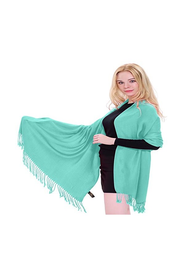 CJ Apparel Bleu Vert Solides Couleur Châle Secondes écharpe étole Wrap Châles Pashminas Nouvelle