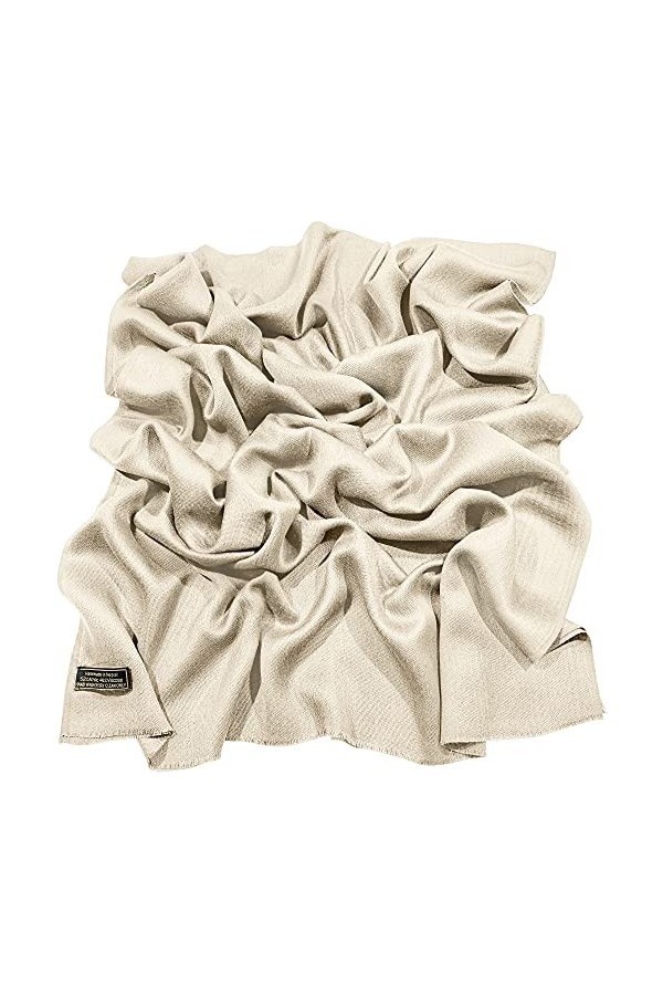 CJ Apparel Champagne Echarpe de Pashmina en Châle Népalaise Solide Couleur Unie Conception Wrap Étole Secondes