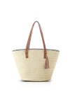 Pahajim Sac de Paille Sac de Plage Femme Tricotage à la Main Style Boho Grande Sac Femme Ete pour les Voyages, les Vacances, 