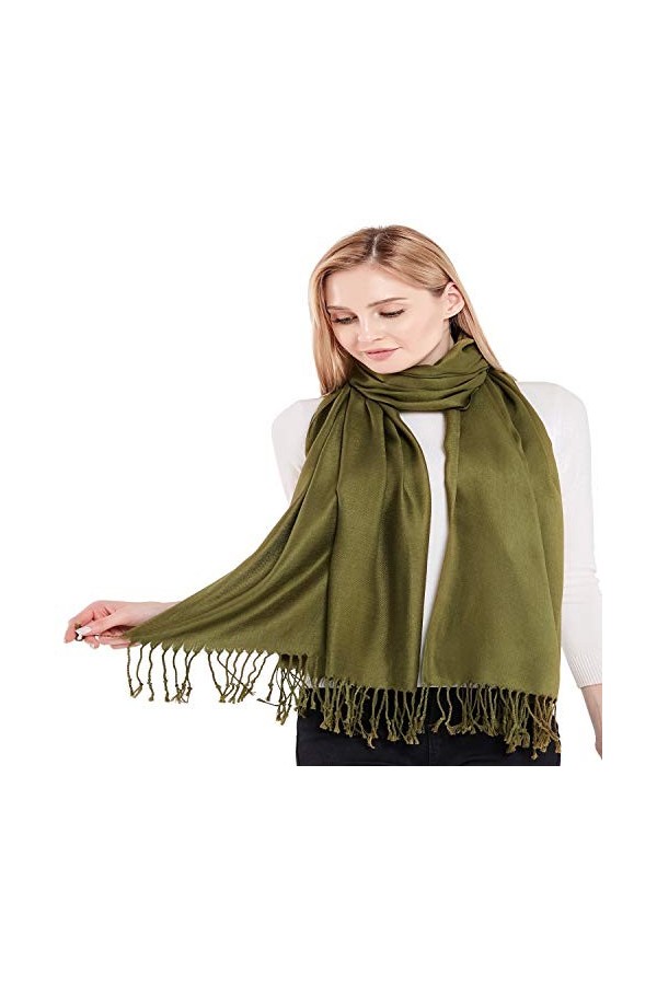 CJ Apparel Vert Olive Solides Couleur Châle Secondes écharpe étole Wrap Châles Pashminas Nouvelle