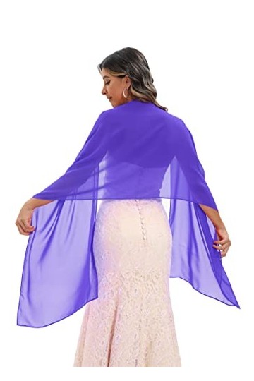 keivvsh Écharpe longue en mousseline de soie pour demoiselle dhonneur, bleu roi, taille unique