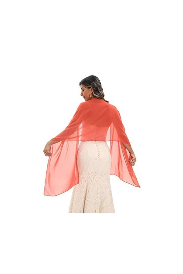 keivvsh Écharpe longue en mousseline de soie pour demoiselle dhonneur, bleu roi, taille unique