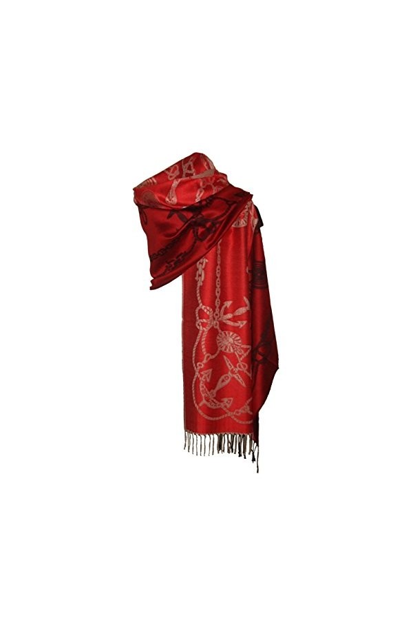 itendance Etole écharpe Pashmina et Soie - Motifs Ancre Marine
