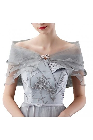 SINLOV Short en mousseline de soie Cape Shawls et Wraps pour robes de soirée formelles Chapeaux de mariage Couvrir Doux Châle