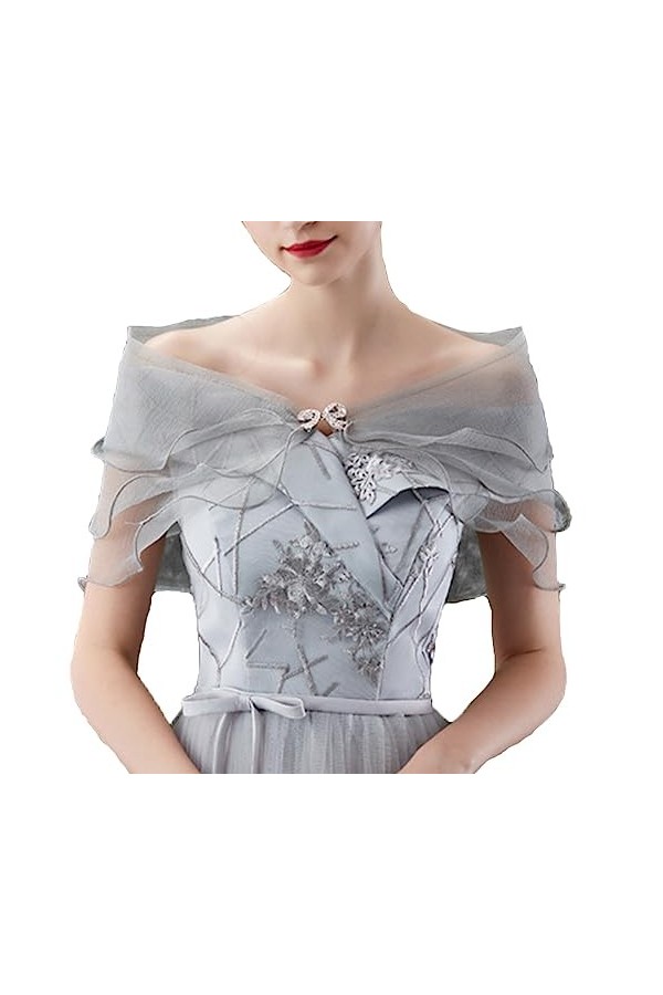 SINLOV Short en mousseline de soie Cape Shawls et Wraps pour robes de soirée formelles Chapeaux de mariage Couvrir Doux Châle