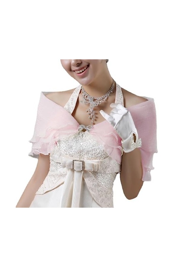 SINLOV Short en mousseline de soie Cape Shawls et Wraps pour robes de soirée formelles Chapeaux de mariage Couvrir Doux Châle