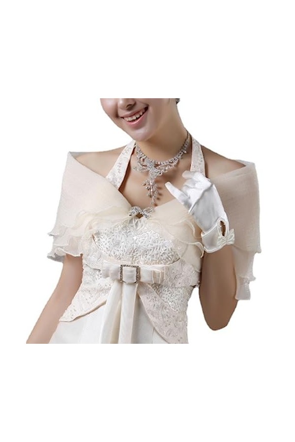 SINLOV Short en mousseline de soie Cape Shawls et Wraps pour robes de soirée formelles Chapeaux de mariage Couvrir Doux Châle