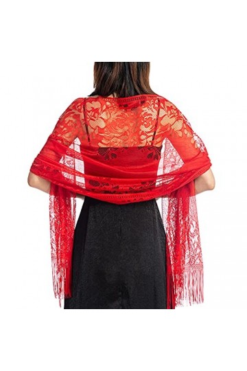 Petalum Châles et châles étincelants pour femme pour soirée, demoiselle dhonneur, pashminas pour robes de mariée, A - Rouge,