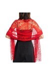 Petalum Châles et châles étincelants pour femme pour soirée, demoiselle dhonneur, pashminas pour robes de mariée, A - Rouge,