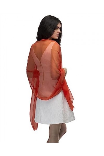 Basic Sense Grand châle uni transparent pour fête de mariage, écharpe de plage, Orange, taille unique