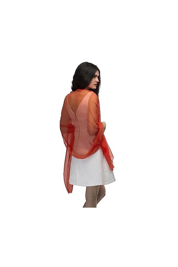 Basic Sense Grand châle uni transparent pour fête de mariage, écharpe de plage, Orange, taille unique