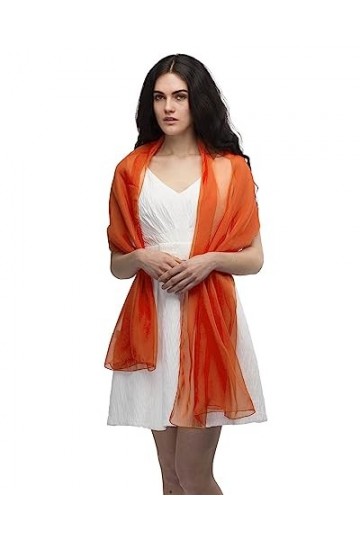 Basic Sense Grand châle uni transparent pour fête de mariage, écharpe de plage, Orange, taille unique