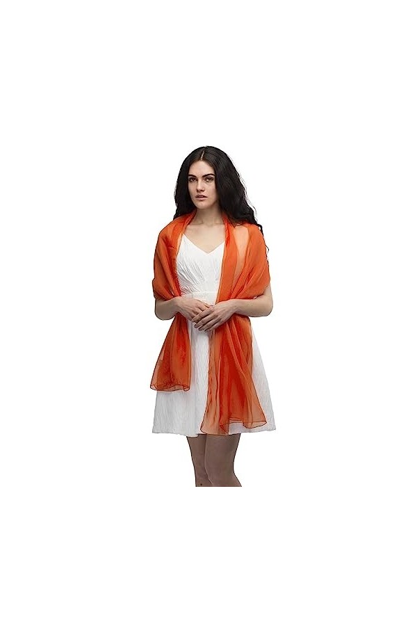 Basic Sense Grand châle uni transparent pour fête de mariage, écharpe de plage, Orange, taille unique
