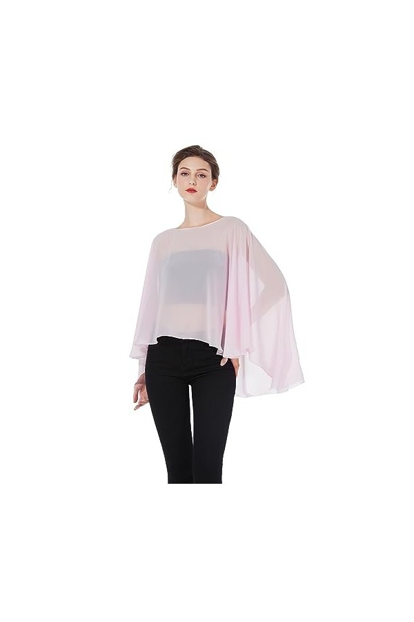 BEAUTELICATE Châle Étole En Mousseline de Soie Léger Cape Poncho Ample De Mariage D’été Soirée Femme Mariée Demoiselle dhonn