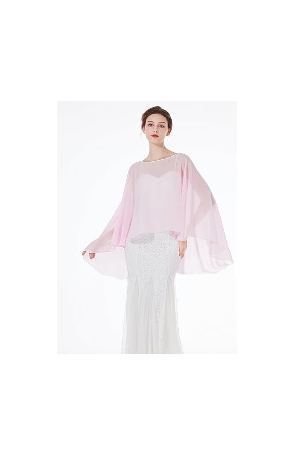 BEAUTELICATE Châle Étole En Mousseline de Soie Léger Cape Poncho Ample De Mariage D’été Soirée Femme Mariée Demoiselle dhonn