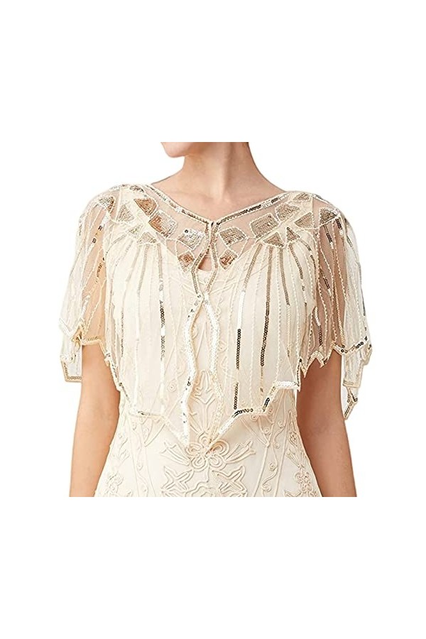 OUBFUUY doux broderie de neige écharpe dorée brillante châle de soirée châle de mariage châle de mariée