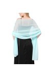Chale Femme Elegant Mousseline Etoles Femme et doux tulle Mousseline de soie Echarpes Mariage Soirée de gala Foulard