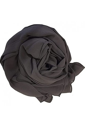 Hijab Uni Mousseline de soie Écharpe Châle Châle Wrap pour Femme pour Mariage, Soirée et Occasions Spéciales, gris foncé, tai