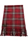 CJ Apparel Écharpe à pompons népalais - Motif tartan bordeaux - Pashmina, bordeaux, taille unique