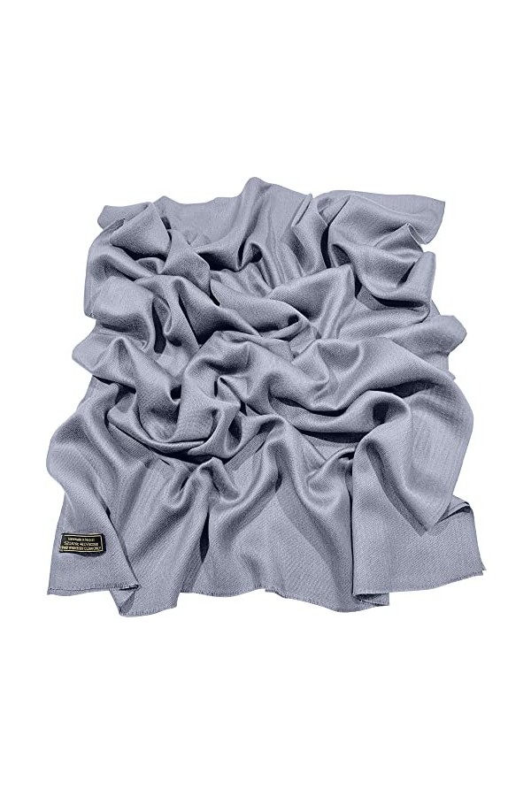 CJ Apparel Foulard à franges népalaises - Couleur unie - Pashmina, gris, taille unique