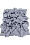 CJ Apparel Foulard à franges népalaises - Couleur unie - Pashmina, gris, taille unique