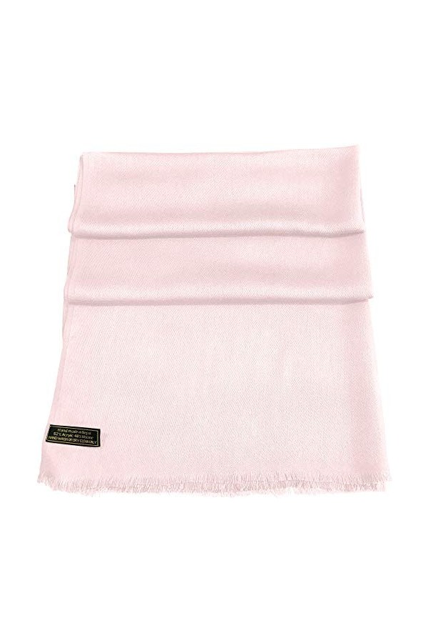 CJ Apparel Châle népalais à Franges fabriqué à la Main Pashmina, Rose Clair, Taille Unique Femme