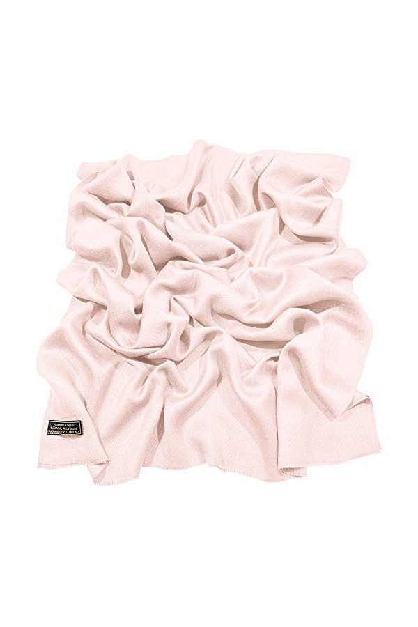 CJ Apparel Châle népalais à Franges fabriqué à la Main Pashmina, Rose Clair, Taille Unique Femme