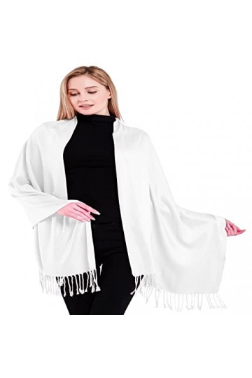 CJ Apparel Écharpe de protection pour le visage Motif Seconds Couleur unie Pashmina, blanc éclatant, taille unique