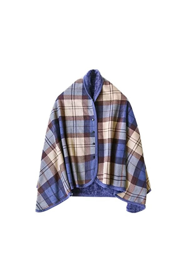 Buicare Poncho Femme Cape Cardigan en Flanelle Châle Ouvert Devant à Boucles Écharpe Couverture Chaude Automne/Hiver Châleure