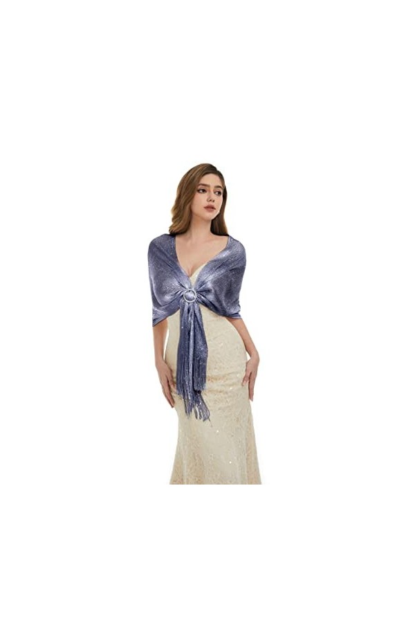 Keivvsh Châles et écharpes métalliques étincelants avec boucle pour robe de soirée, fête de mariage, doré, taille unique