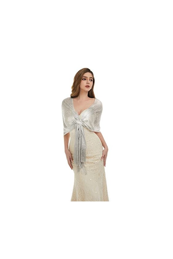 Keivvsh Châles et écharpes métalliques étincelants avec boucle pour robe de soirée, fête de mariage, doré, taille unique
