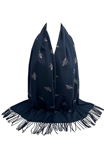 GFM® Châle en cachemire doux et scintillant - Automne et hiver SPBESHL , bleu marine, L