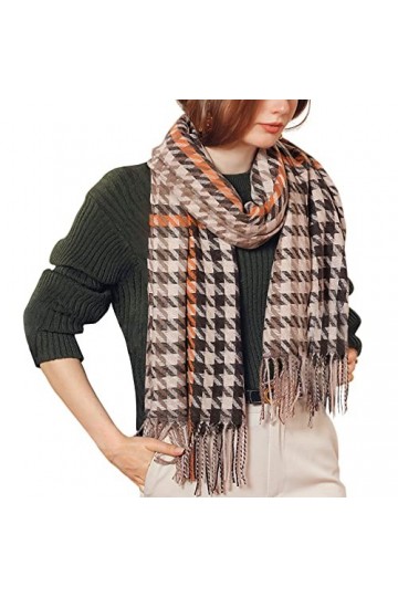 Femme Écharpe Tissé Longue Écharpe Élégante Etole avec Franges Écharpe en Imitation Cachemire Mode Chaud Écharpe dhiver Clas