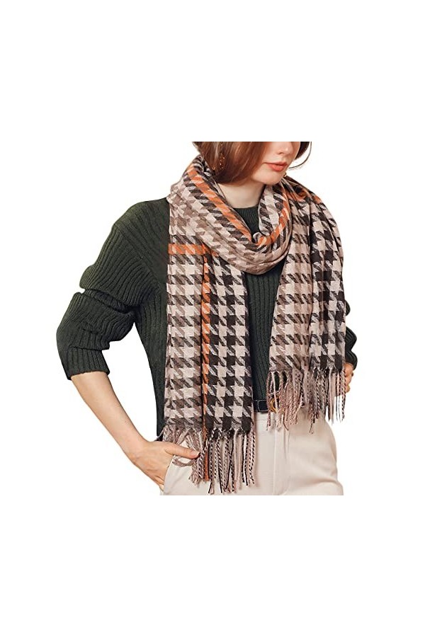 Femme Écharpe Tissé Longue Écharpe Élégante Etole avec Franges Écharpe en Imitation Cachemire Mode Chaud Écharpe dhiver Clas