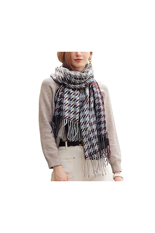 Femme Écharpe Tissé Longue Écharpe Élégante Etole avec Franges Écharpe en Imitation Cachemire Mode Chaud Écharpe dhiver Clas