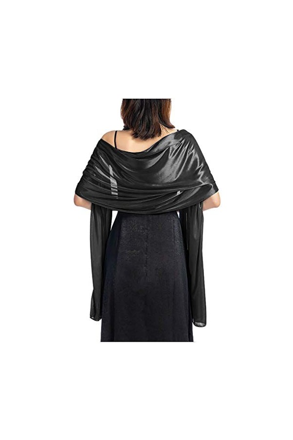 GFM® Echarpe en mousseline de soie satinée au mousseline de soie pour épouses nuptiales de mariée- vert sarcelle- .SLKLUX-TL