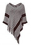 NLAND Châle En Tricot Pour Femmes Cape à Franges Rayées Cape Dhiver Chaude Et élégante Châle Enveloppant Souple Noir,Taille 