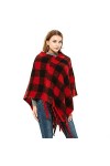 Leisofter Femmes Cape Tricotée Poncho Châle, col Bidirectionnel avec Ourlet Frangé