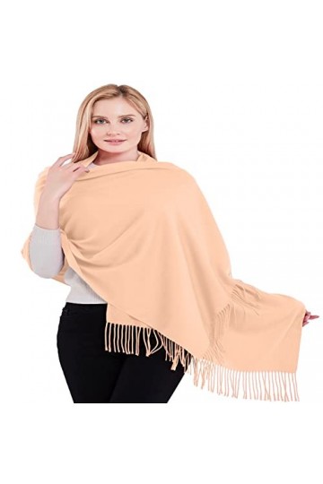 CJ Apparel Écharpe épaisse en coton mélangé Couleur unie, Corail clair, taille unique