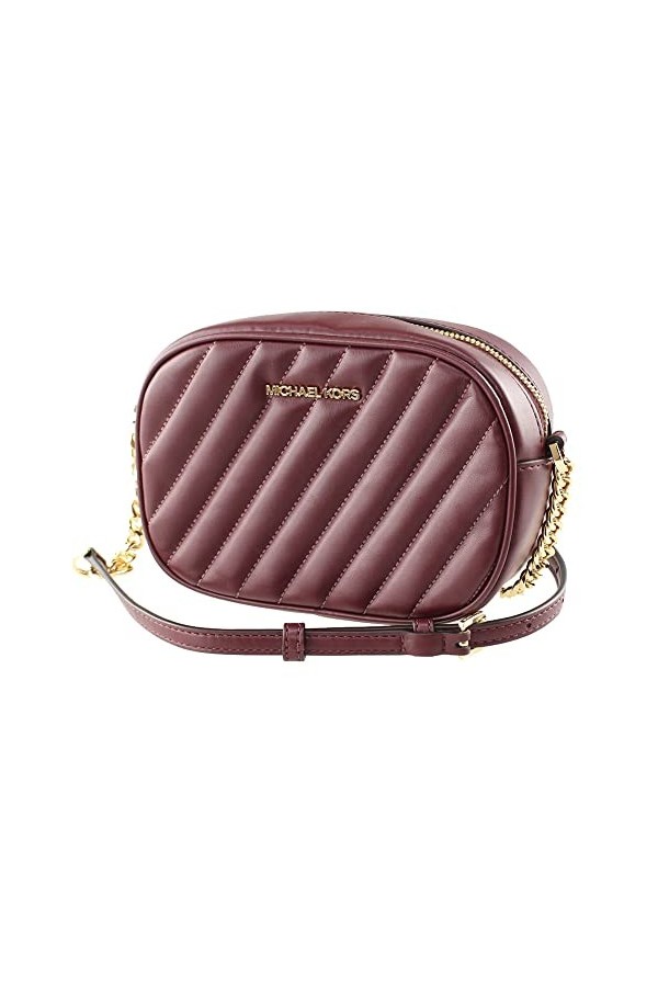 Michael Kors MK Womens Bag Small Oval Crossbody Twill Sheepskin Camera Bag Merlot 