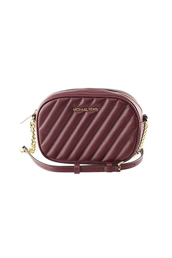 Michael Kors MK Womens Bag Small Oval Crossbody Twill Sheepskin Camera Bag Merlot 