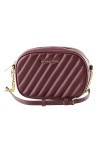 Michael Kors MK Womens Bag Small Oval Crossbody Twill Sheepskin Camera Bag Merlot 