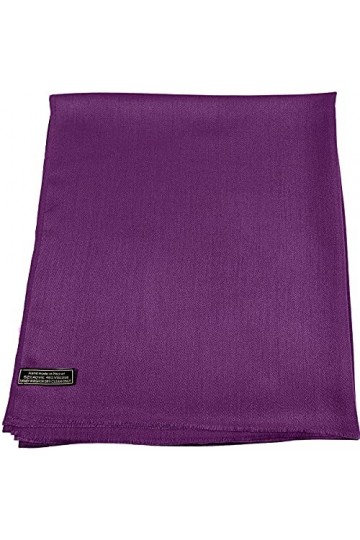 CJ Apparel Violet Echarpe de Pashmina en Châle Népalaise Solide Couleur Unie Conception Wrap Étole Secondes