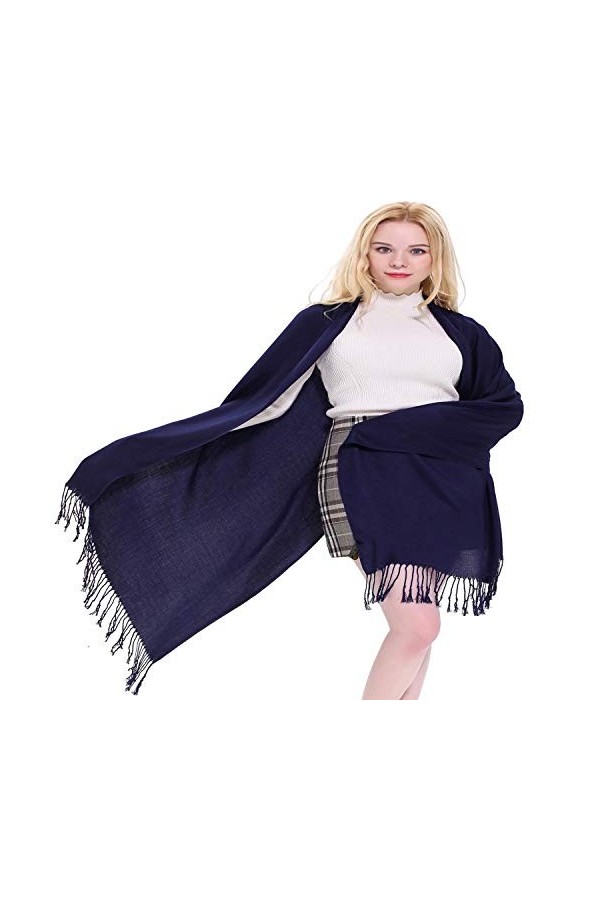 CJ Apparel Bleu Marine Solides Couleur Châle Secondes écharpe étole Wrap Châles Pashminas Nouvelle